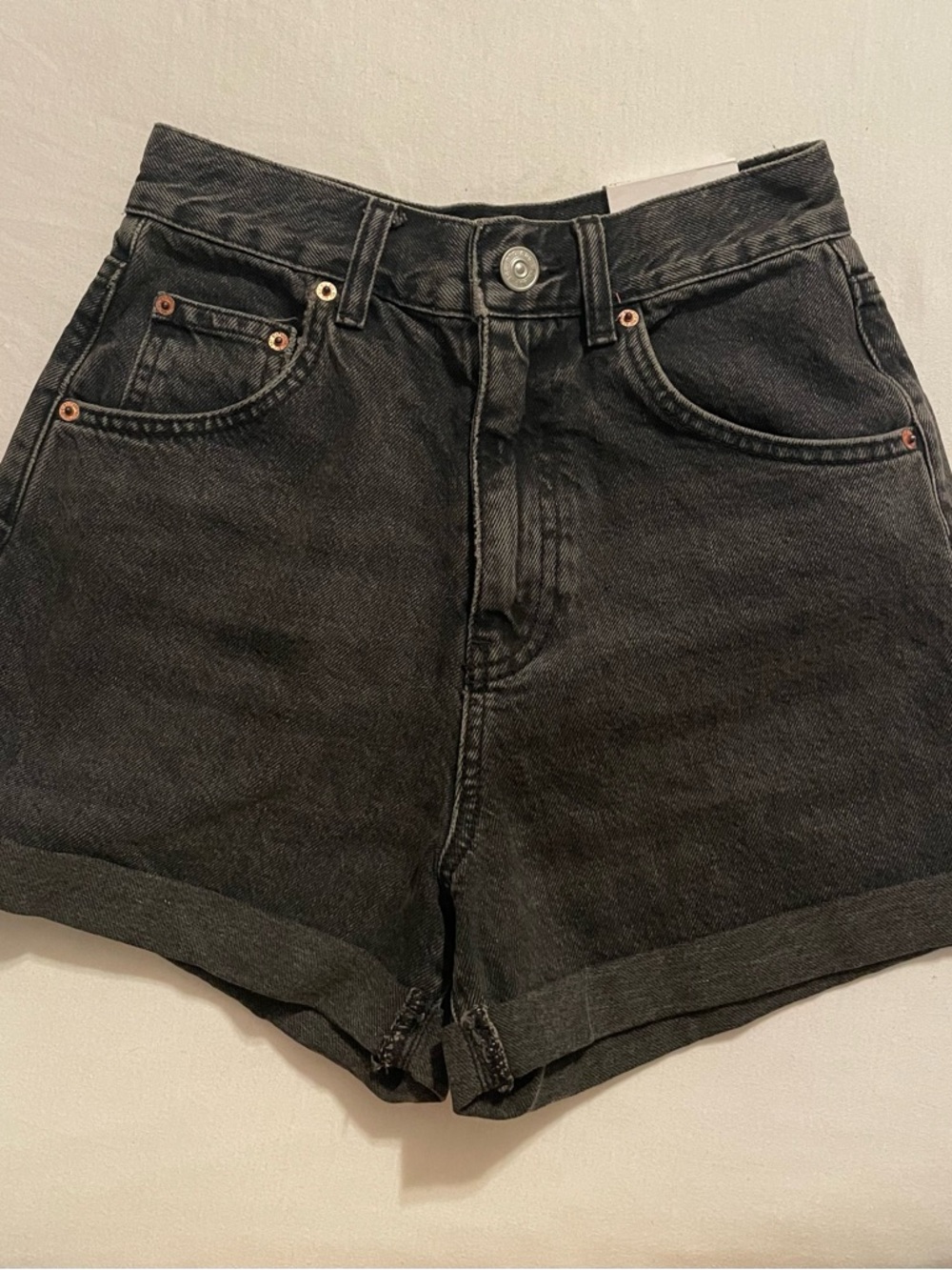 BDG Black High-Rise Cuffed Denim Shorts